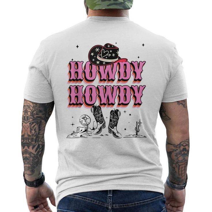 Howdy Retro Cowgirl Cowboy Nashville Country Bachelorette  Mens Back Print T-shirt
