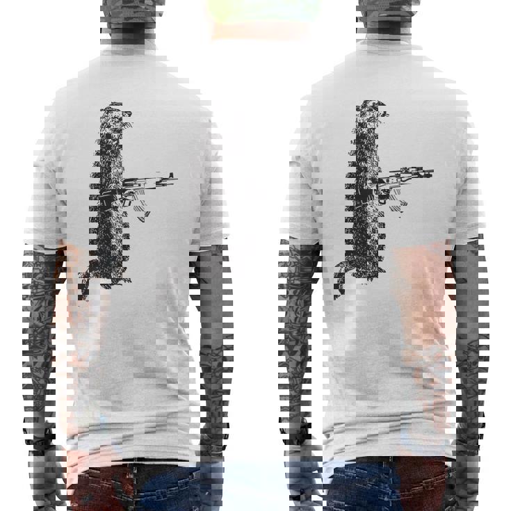 Hunting Woodchuck Ak-47 Gun Groundhog Men's T-shirt Back Print