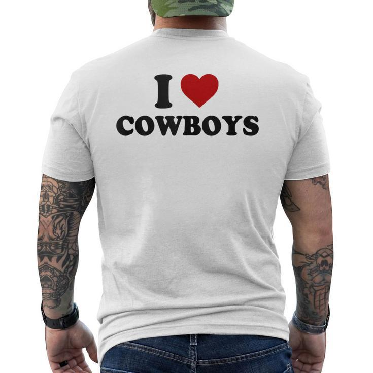 I Love Hot Cowboys Funny Western Rodeo Cowgirl Mens Back Print T-shirt