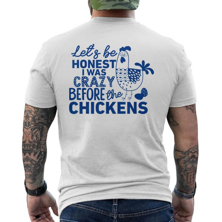 I Was Crazy Before The Chickens Funny Farmer  Mens Back Print T-shirt