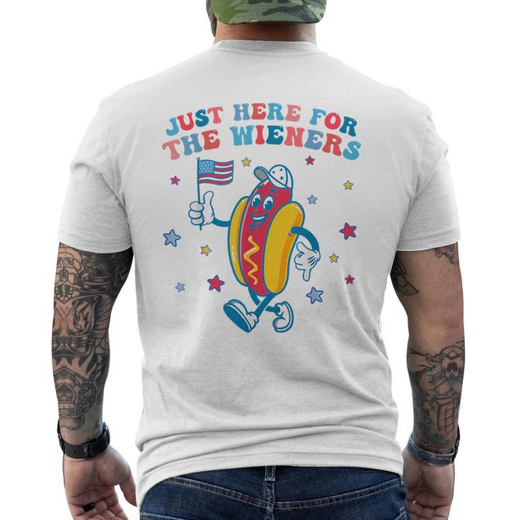 Im Just Here For The Wieners Funny 4Th Of July Boys Girls  Men's Crewneck Short Sleeve Back Print T-shirt