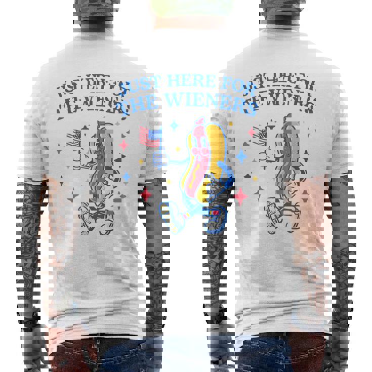 Im Just Here For The Wieners Funny Fourth Of July Mens Back Print T-shirt