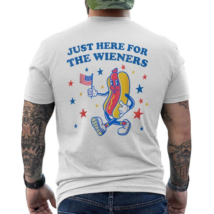 Im Just Here For The Wieners Funny Fourth Of July Men's Crewneck Short Sleeve Back Print T-shirt