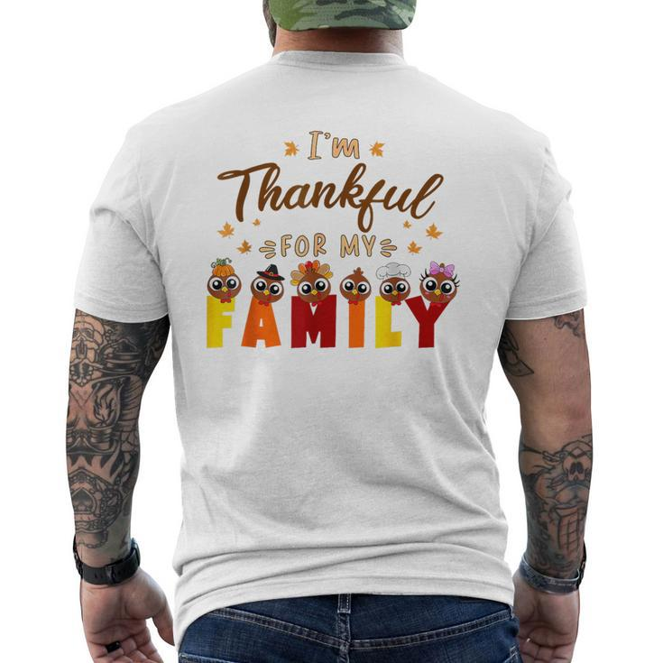 I'm Thankful For My Family Thanksgiving Day Turkey Thankful Men's T-shirt Back Print
