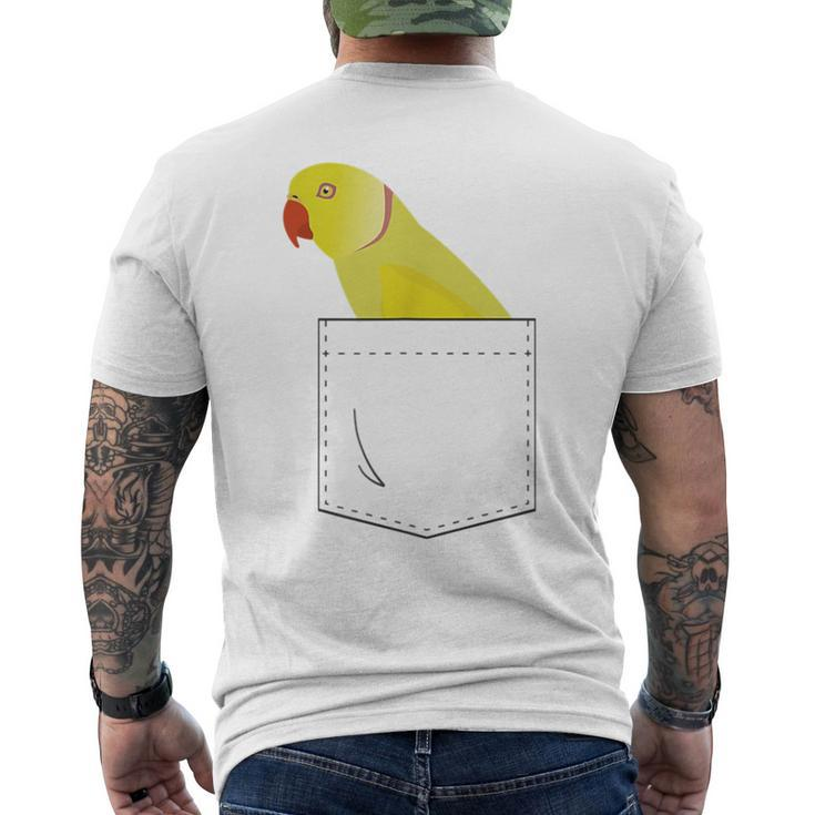 Indian Ringneck Parakeet Parrot Fake Pocket Men's T-shirt Back Print