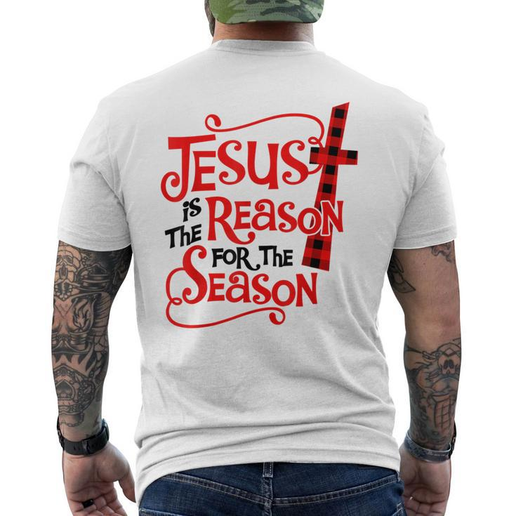 Jesus Is The Reason For The Season Christmas Xmas Plaid Men's T-shirt Back Print