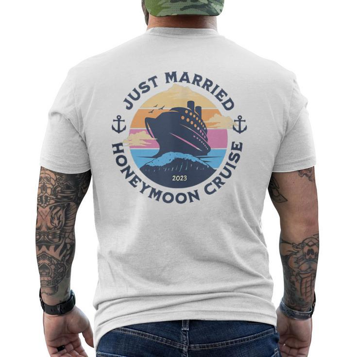 Just Married Honeymoon Cruise 2023 Couple Matching  Mens Back Print T-shirt