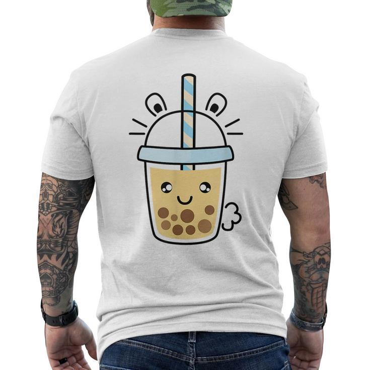 Kawaii Bubble Tea Lover Cute Smiling Boba Milk Tea  Mens Back Print T-shirt