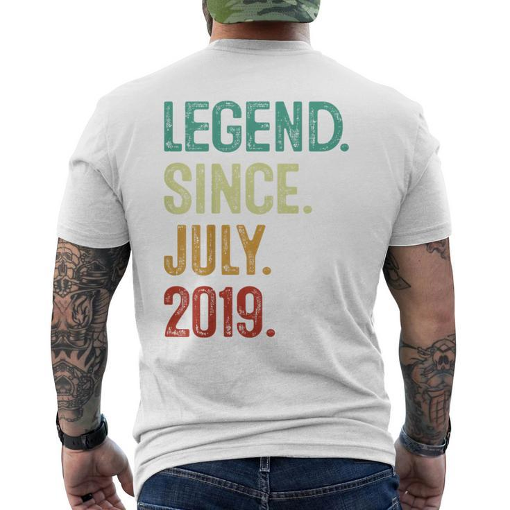 Kids 4 Years Old Legend Since July 2019 4Th Birthday Mens Back Print T-shirt
