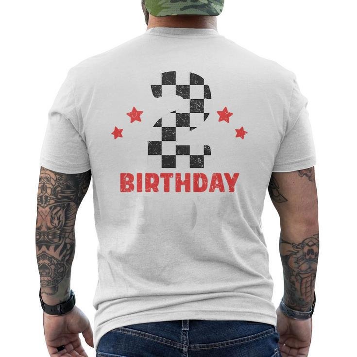Kids Birthday Boy 2 Two Racing Flag 2Nd Birthday Race Car Toddler Mens Back Print T-shirt