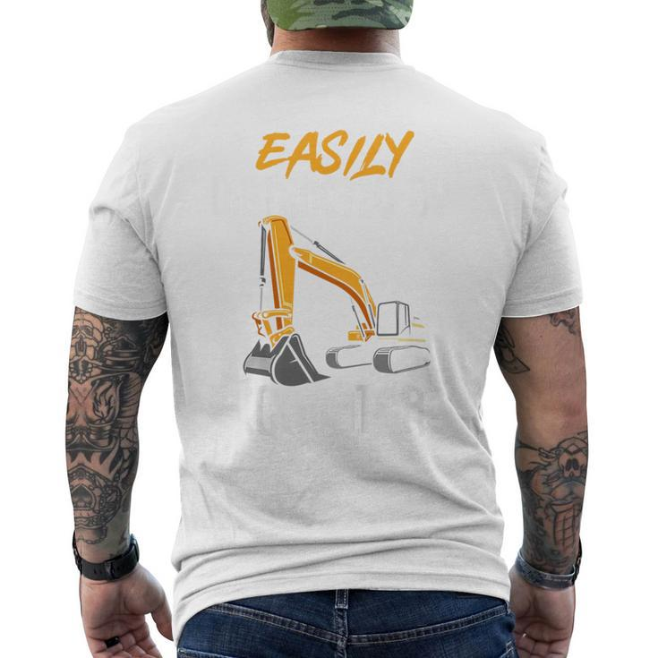 Kids Construction Vehicle Boys Easily Distracted By Excavators  Mens Back Print T-shirt