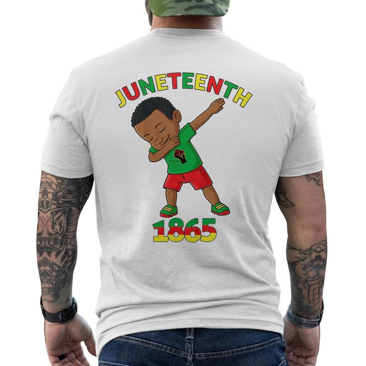 Kids Dabbing Black King Junenth 1865 Brown Skin Boys Dab  Mens Back Print T-shirt