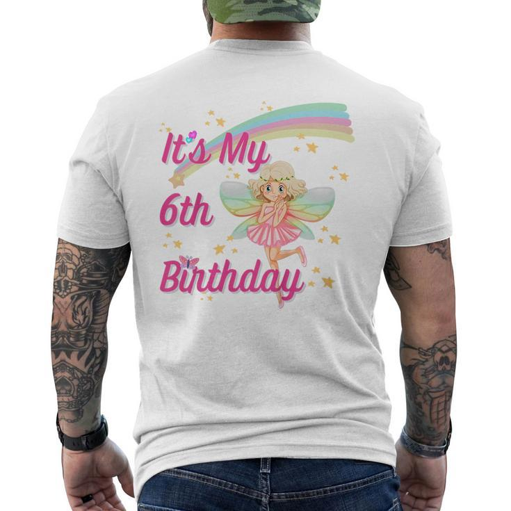Kids Girls 6Th Birthday Fairy Design Mens Back Print T-shirt