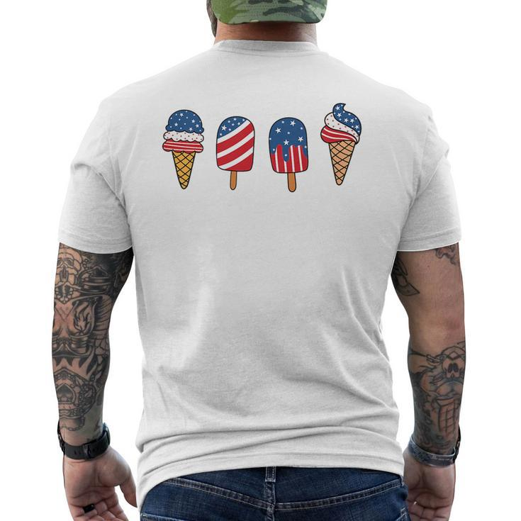 Kids Ice Cream 4Th Of July Cool Dessert Patriotic Kids Toddler  Mens Back Print T-shirt