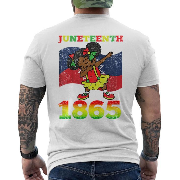 Kids Junenth 1865 Cute Dabbing Black History Afro African Kids  Mens Back Print T-shirt