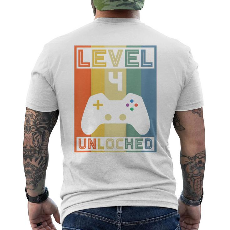 Kids Level 4 Unlocked - Video Gamer - 14Th Birthday Gaming Gift  Mens Back Print T-shirt