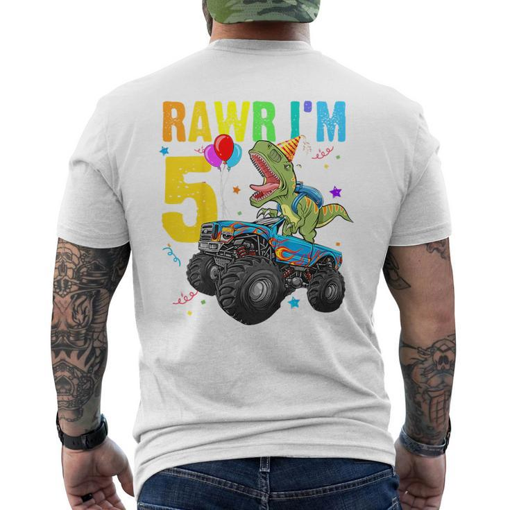 Kids Rawr Im 5Th Birthday Boy Dinosaur T Rex 5 Year Old Gifts  Mens Back Print T-shirt