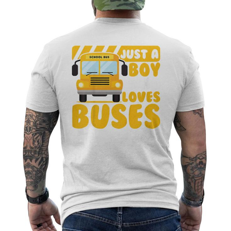 Kids School Bus Boys Funny Just A Boy Who Loves Buses  Mens Back Print T-shirt