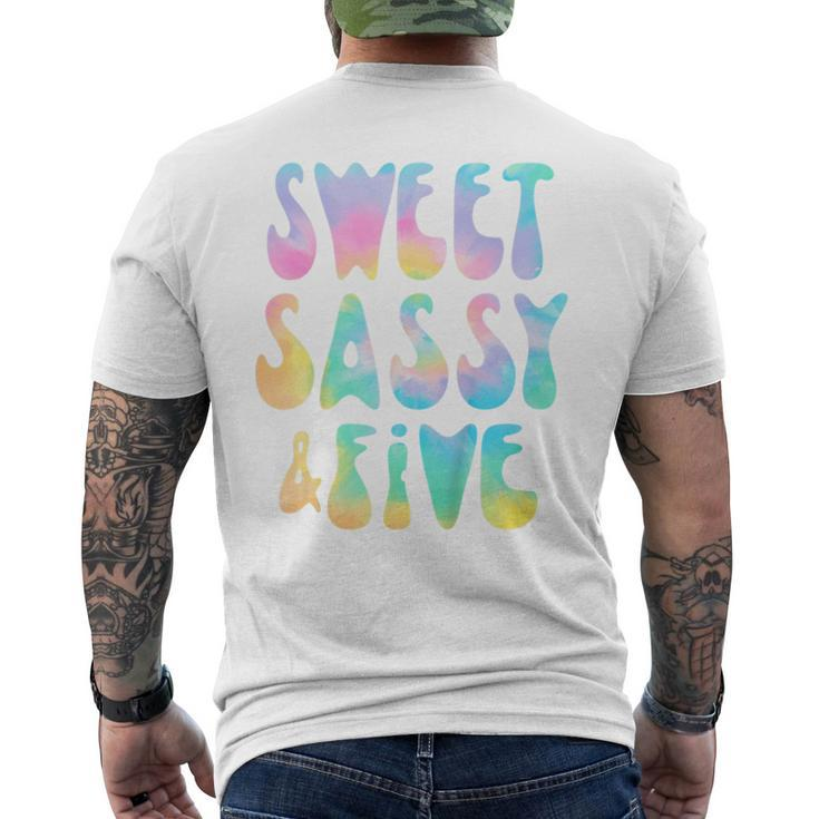 Kids Sweet Sassy And Five 5Th Birthday Girl Tie Dye 5 Year Old  Mens Back Print T-shirt