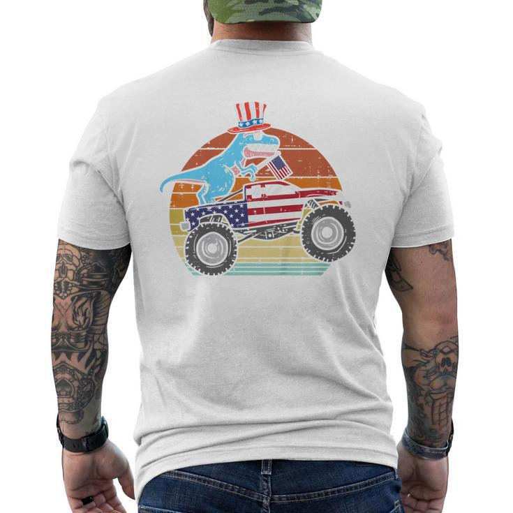 Kids T-Rex Dino Monster Truck Kids 4Th Of July Baby Boys Toddler  Mens Back Print T-shirt