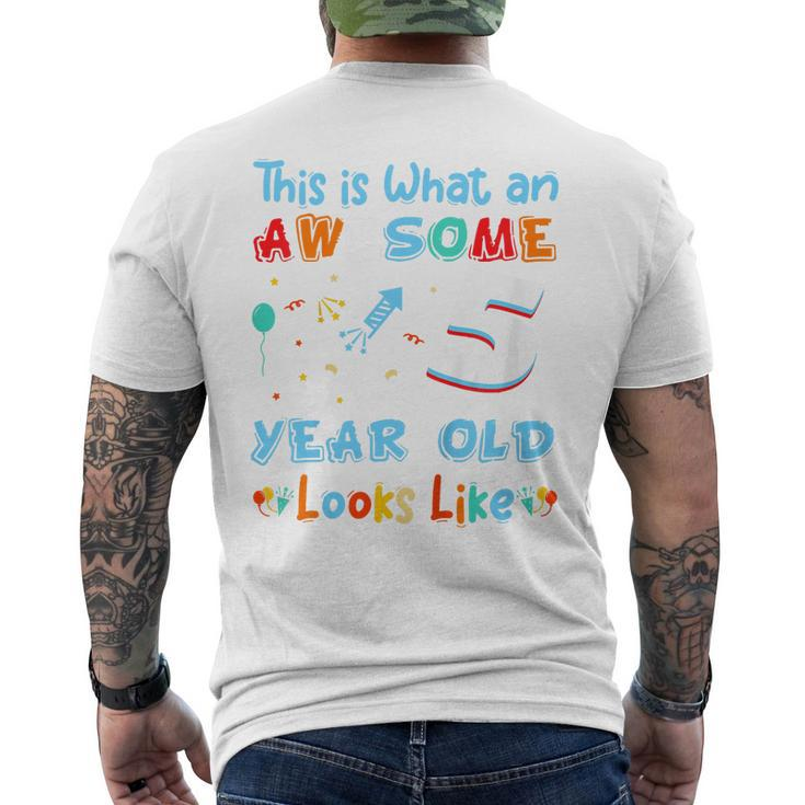 Kids This Is What An Awesome 5 Year Old Looks Like 5Th Birthday  Mens Back Print T-shirt