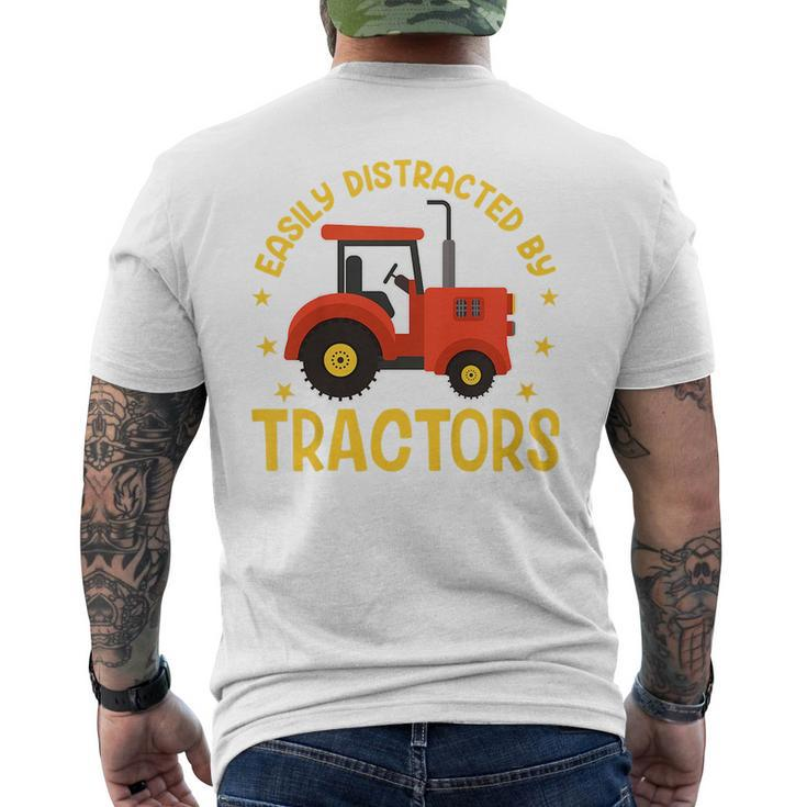 Kids Tractor Toddler Boys Farm Easily Distracted By Tractors  Mens Back Print T-shirt