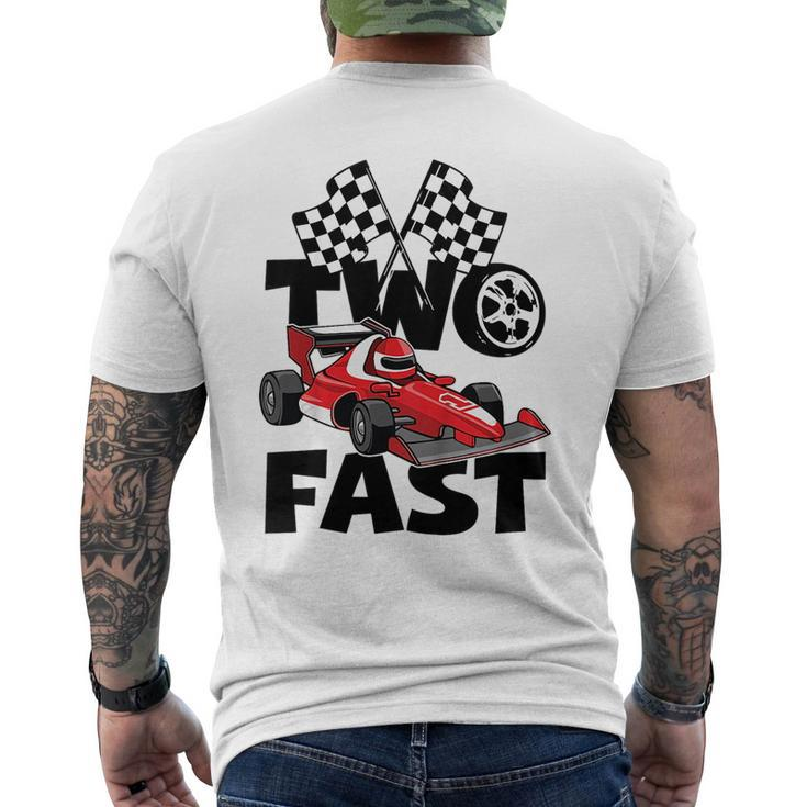 Kids Two Fast 2 Curious Racing 2Nd Birthday Race Car Pit Crew   Mens Back Print T-shirt