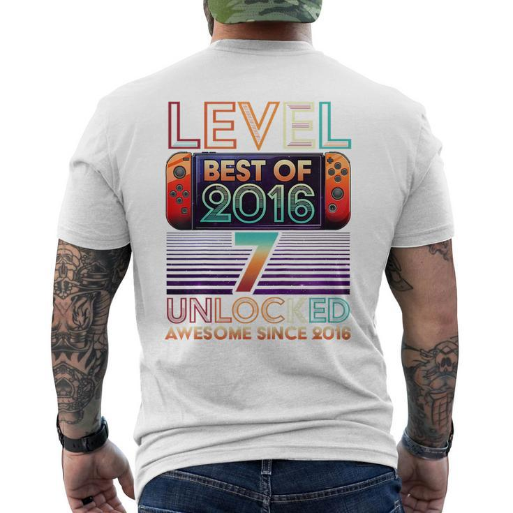 Kids Vintage 7Th Birthday Unlocked Level 7 Game Controller Boys  Mens Back Print T-shirt