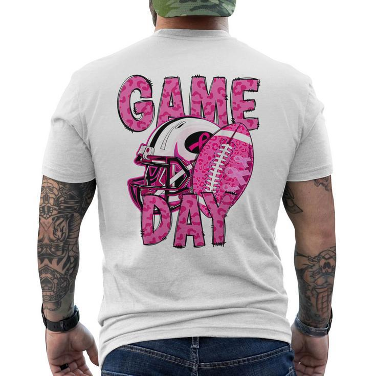 Leopard Game Day Pink American Football Tackle Breast Cancer Men's T-shirt Back Print