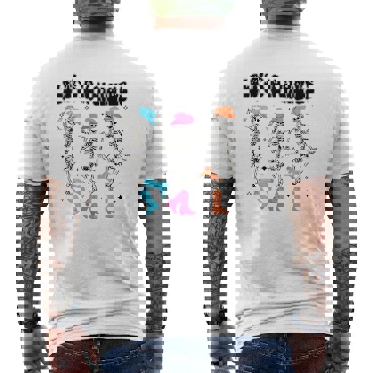 Let's Go Ghouls Halloween Western Spooky Skeletons Dancing Men's T-shirt Back Print