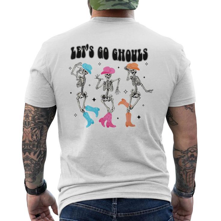 Let's Go Ghouls Halloween Western Spooky Skeletons Dancing Men's T-shirt Back Print