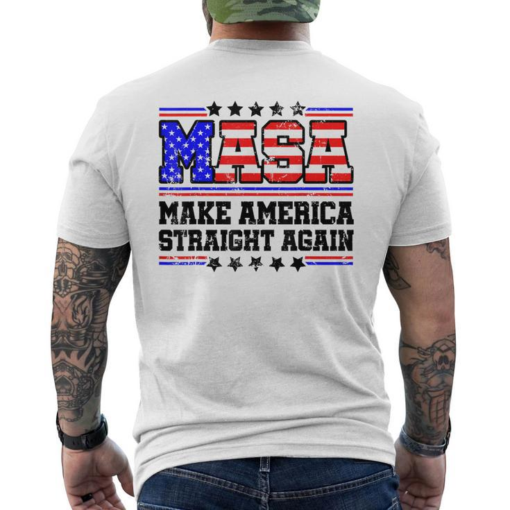Masa Make America Straight Again Usa American Men's Back Print T-shirt