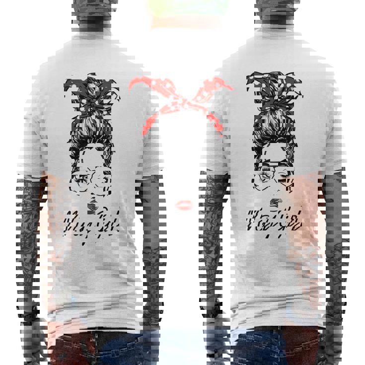 May Girl Wink Eye Woman Face Born In May Men's Back Print T-shirt