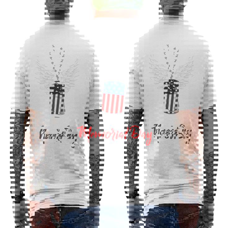 Memorial Day Proud Remembrance Day Dog Tags Chain Servicemen  Mens Back Print T-shirt