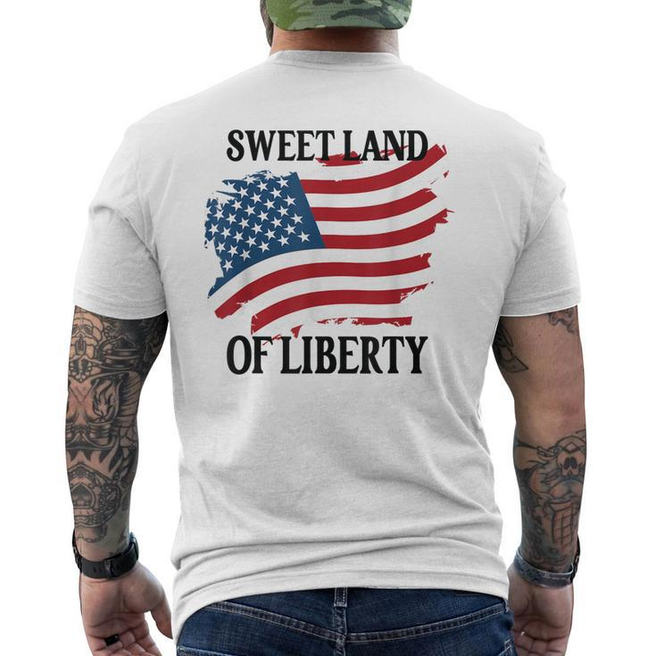 Memorial Day Sweet Land Of Liberty American Flag Mens Back Print T-shirt