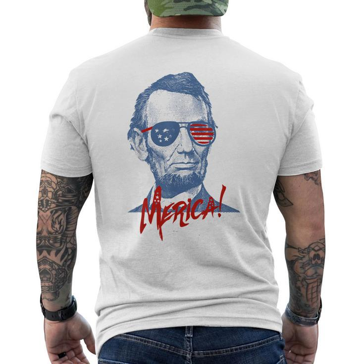 Merica Lincoln  | 4Th July Veterans Or Memorial Day Mens Back Print T-shirt