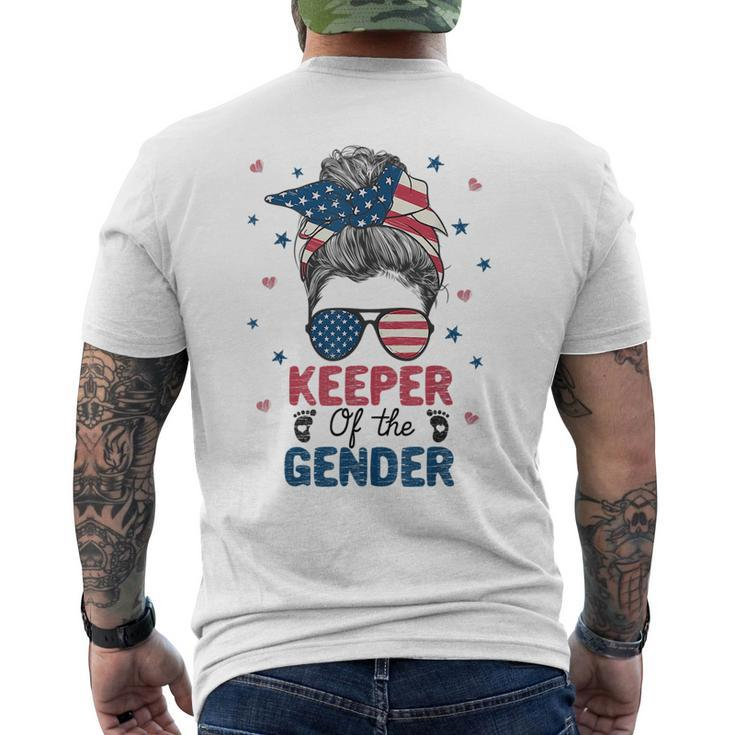 Messy Bun Keeper Of The Gender 4Th Of July Gender Keeper Men's Back Print T-shirt