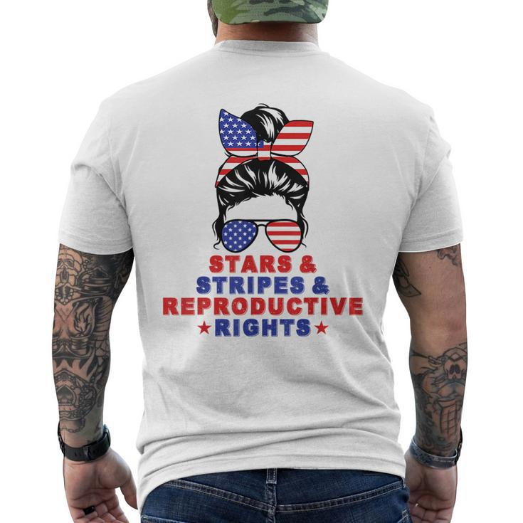 Messy Bun Stars Stripes & Reproductive Rights 4Th Of July Men's Back Print T-shirt