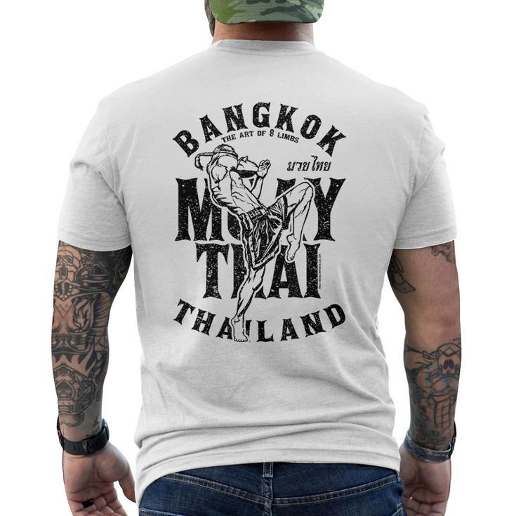 Muay Thai Kickboxing Bangkok Thailand Distressed Graphic Kickboxing Funny Gifts Mens Back Print T-shirt