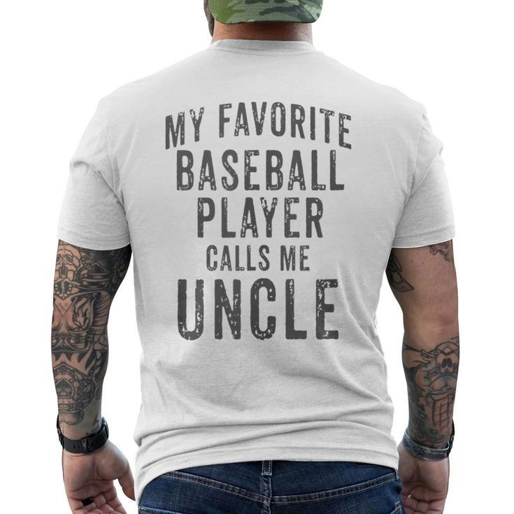 My Favorite Baseball Player Calls Me Uncle Vintage Design  Mens Back Print T-shirt