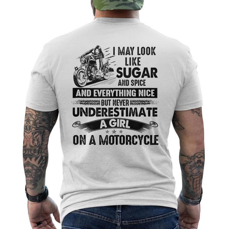 Never Underestimate A Girl On A Motorcycle Biker Motorcycle Mens Back Print T-shirt