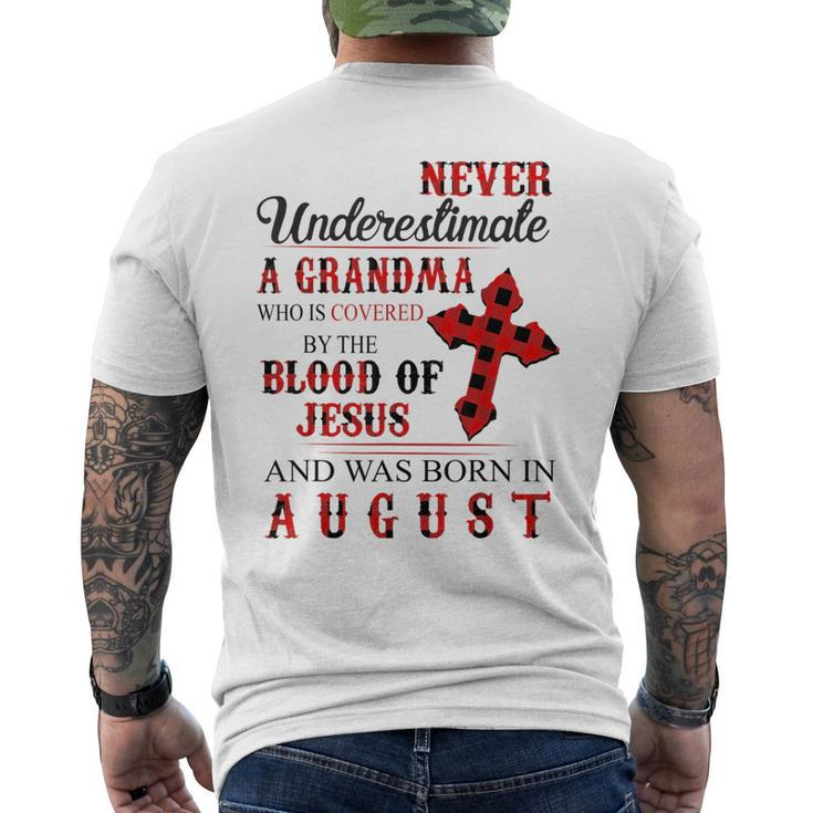 Never Underestimate A Grandma Who Was Born In August Mens Back Print T-shirt