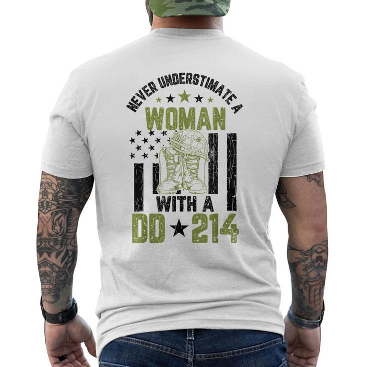Never Underestimate A Woman Veteran Veterans Day Graphic Veteran Funny Gifts Mens Back Print T-shirt