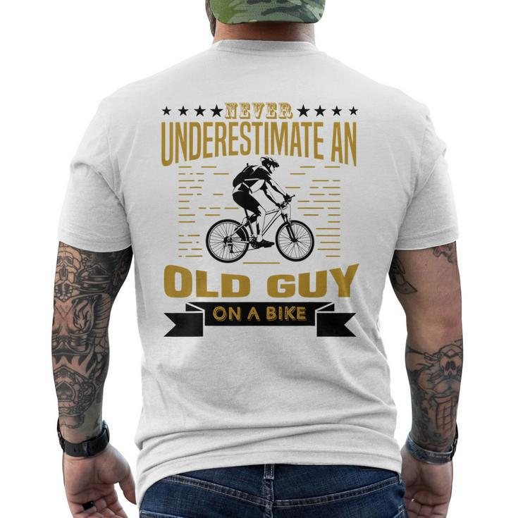 Never Underestimate An Old Guy On A Bicycle Cycling Lover Cycling Funny Gifts Mens Back Print T-shirt
