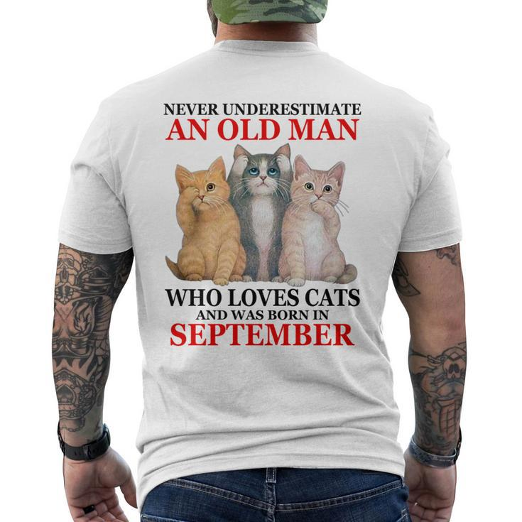 Never Underestimate An Old Man Who Loves Cat September Mens Back Print T-shirt