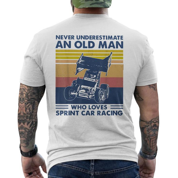 Never Underestimate An Old Man Who Loves Sprint Car Racing Mens Back Print T-shirt
