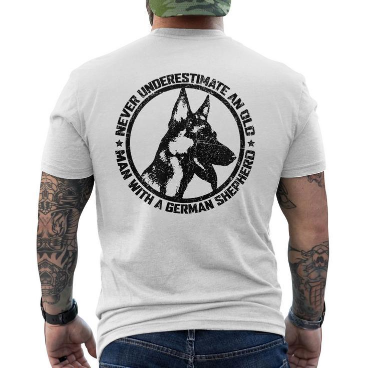 Never Underestimate An Old Man With A German Shepherd Mens Back Print T-shirt