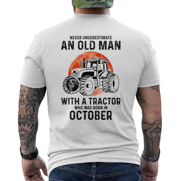Never Underestimate An Old Man With A Tractor October Mens Back Print T-shirt