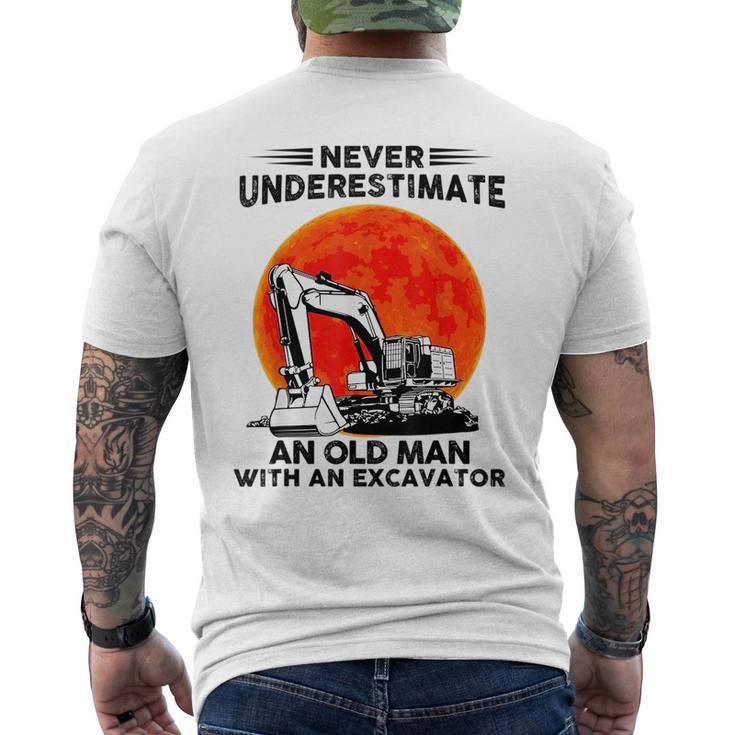Never Underestimate An Old Man With An Excavator Mechanic Mens Back Print T-shirt