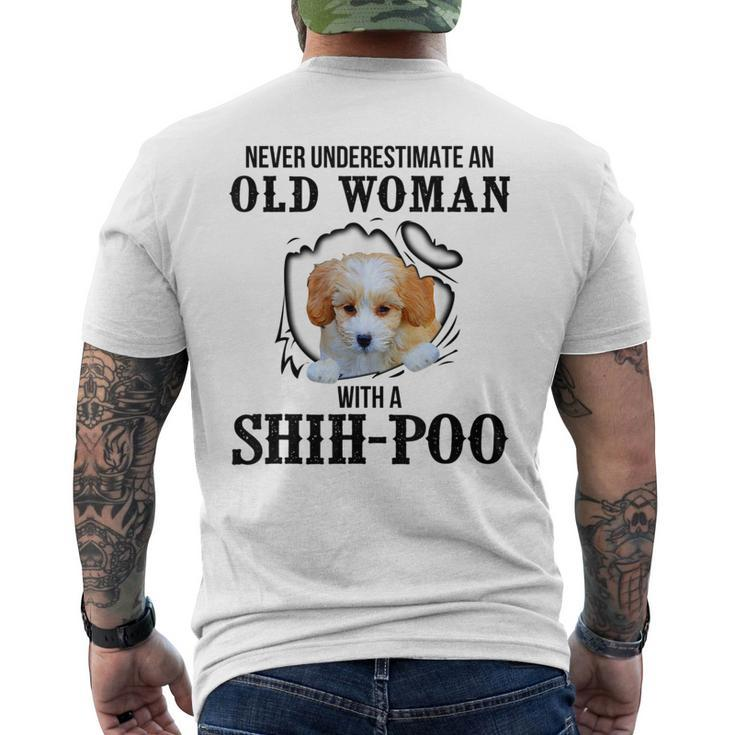 Never Underestimate An Old Woman With A Shihpoo Old Woman Funny Gifts Mens Back Print T-shirt